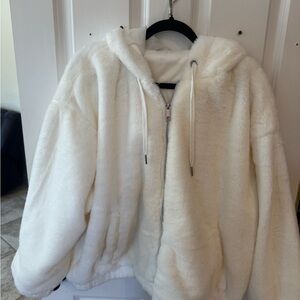 Cozy White Faux Fur Hoodie